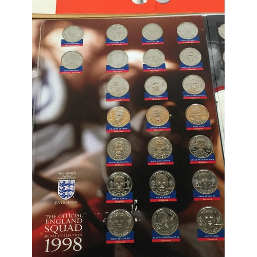 435A - THREE FULL COLLECTORS COIN SETS TO INCLUDE 1970 WORLD CUP, 1998 AND 2004 ENGLAND SQUAD