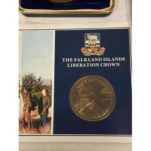 436A - A CASED HISTORIC BRITISH STERLING COLLECTION, A CHURCHILL MEDAL, FALKLANDS ISLAND CROWN AND AN EPCOT... 