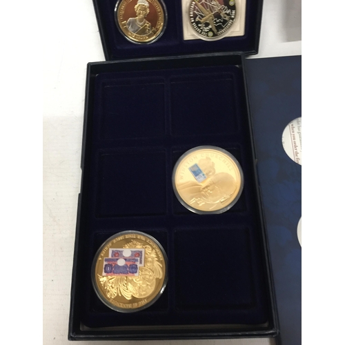 437A - TWENTY FOUR COMMEMORATIVE COINS MOST GOLD PLATED SOME WITH COA