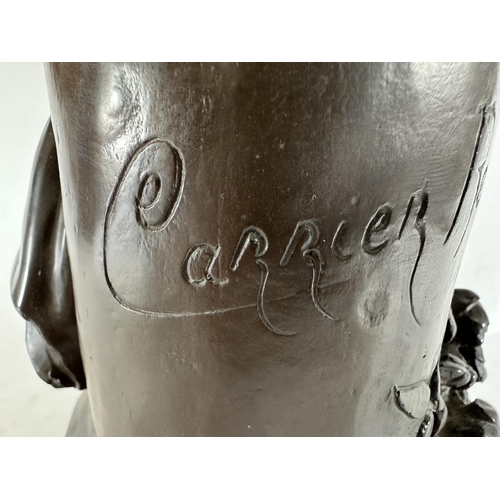 3 - A BELIEVED ALBERT-ERNEST CARRIER-BELLEUSE (1824-1887) LARGE BRONZE MODEL OF A LADY HOLDING TWO BIRDS... 