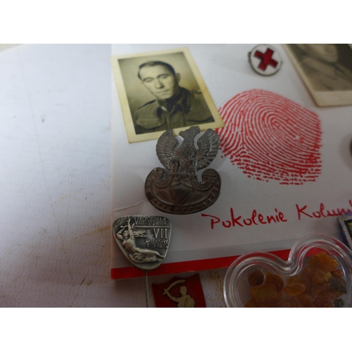 359 - A LARGE COLLECTION OF POLISH WORLD WAR II AND LATER EPHEMERA, TO INCLUDE PHOTOS, BADGES, IDENTITY PA... 