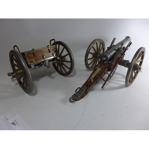 362 - A MODEL OF A NAPOLEONIC WAR CANON AND TENDER, LENGTH 70CM