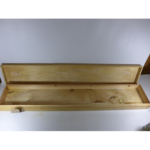 367 - A WOODEN JAPANESE KATANA SWORD STORAGE BOX, LENGTH 124CM