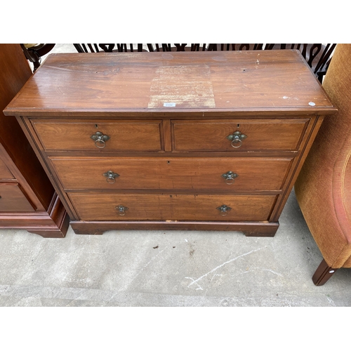 2586 - A LATE VICTORIAN MAHOGANY CHEST OF TWO SHORT AND TWO LONG DRAWERS, 42