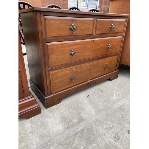 2586 - A LATE VICTORIAN MAHOGANY CHEST OF TWO SHORT AND TWO LONG DRAWERS, 42