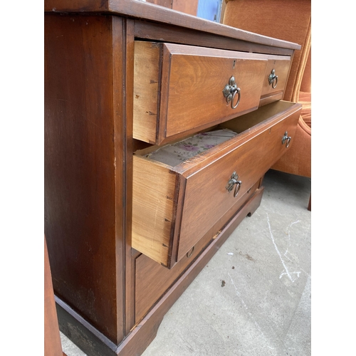 2586 - A LATE VICTORIAN MAHOGANY CHEST OF TWO SHORT AND TWO LONG DRAWERS, 42