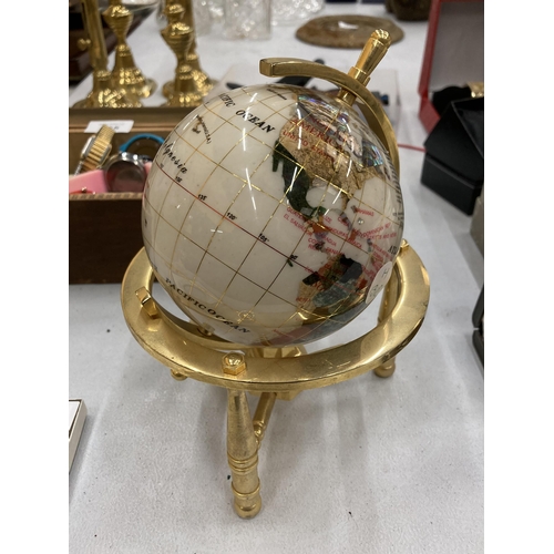 152 - A SMALL GEMSTONE GLOBE, HEIGHT 18CM