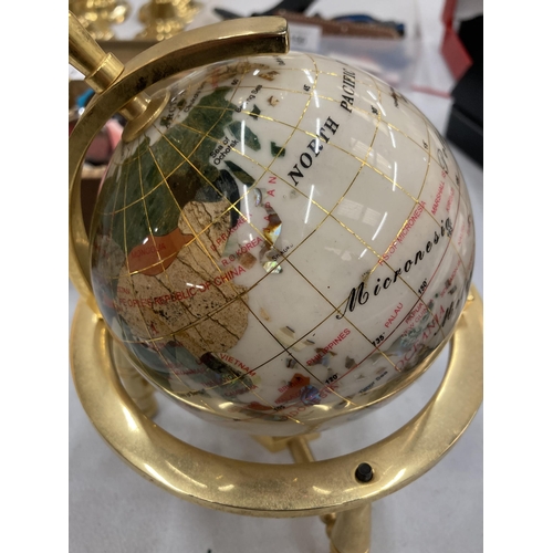 152 - A SMALL GEMSTONE GLOBE, HEIGHT 18CM