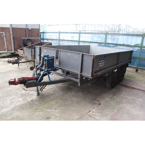 209 - IFOR WILLIAMS TWIN AXLE 10' PLANT TRAILER WITH SIDES & A WINCH NO VAT