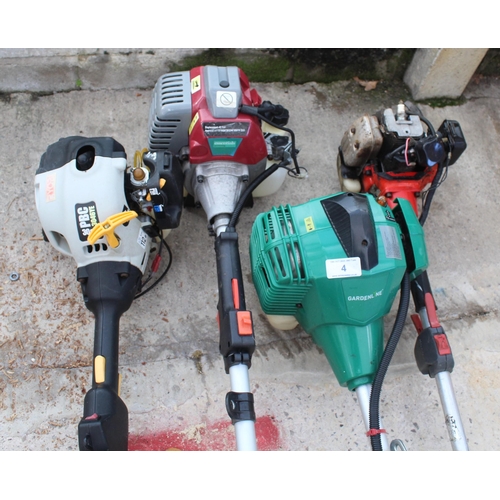 4 - 2 PETROL STRIMMERS, EXT PETROL CHAINSAW, EXT HEDGECUTTER  + VAT