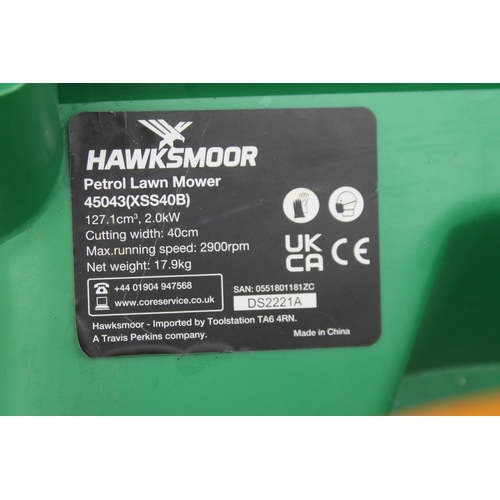 43 - HAWKSMOOR PETROL  LAWN MOWER 40CM CUTTING WIDTH  NO VAT