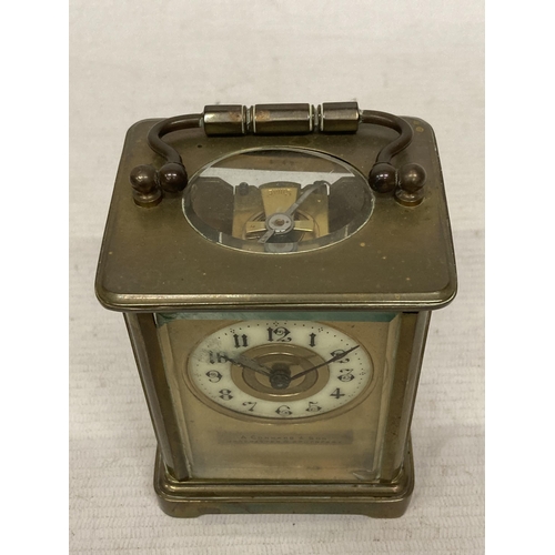 13 - A VINTAGE A.CONNARD & SON, MANCHESTER & SOUTHPORT, BRASS CASED CARRIAGE CLOCK