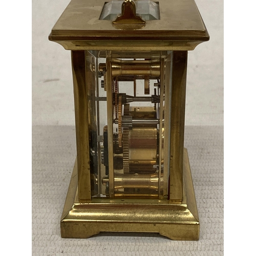 14 - A VINTAGE ANGELUS FRENCH BRASS CASED CARRIAGE CLOCK