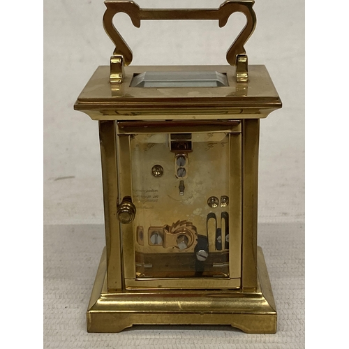 14 - A VINTAGE ANGELUS FRENCH BRASS CASED CARRIAGE CLOCK