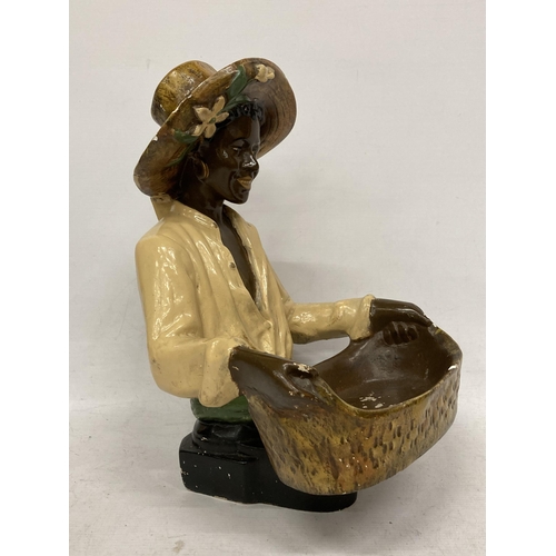 28 - A VINTAGE CHALKWARE FIGURE OF A LADY HOLDING A BASKET