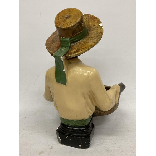 28 - A VINTAGE CHALKWARE FIGURE OF A LADY HOLDING A BASKET