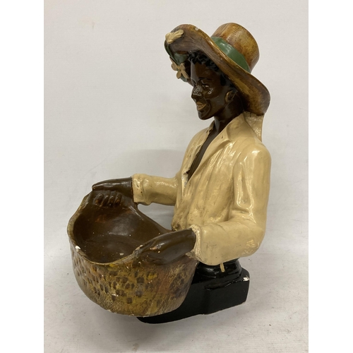 28 - A VINTAGE CHALKWARE FIGURE OF A LADY HOLDING A BASKET