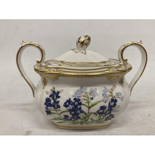 29 - TWO SPODE ITEMS - GOLDEN VALLEY PATTERN TUREEN AND STAFFORD FLOWERS LIDDED TWIN HANDLED SUGAR BOWL