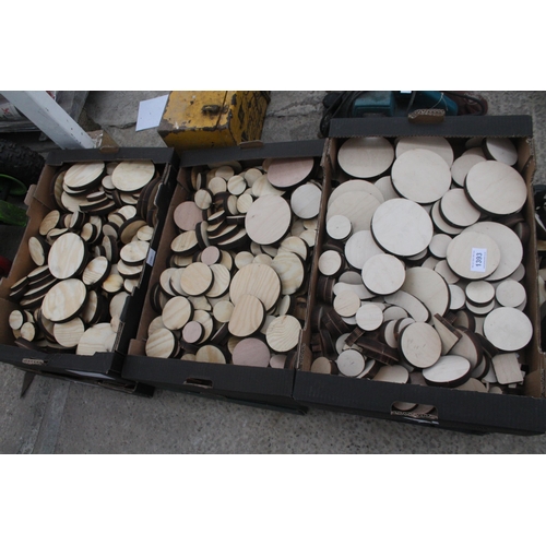 1393 - NINE LARGE BOXES OF PLYWOOD DISCS USED FOR RESIN FLOOR INSTALLATIONS NO VAT