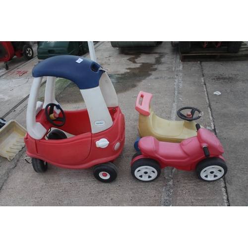 160 - LITTLE TIKES SIT ON YELLOW CAR, LITTLE TIKES RED COSY CAR, RED SIT ON BIKE  + VAT