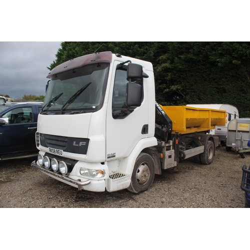 199 - 2009 DAF LF DIESEL MANUAL DROP SIDE LORRY  WITH HIAB HOOK LOADER RK58REU 189020 MILES 7500KG  HIAB R... 