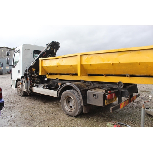 199 - 2009 DAF LF DIESEL MANUAL DROP SIDE LORRY  WITH HIAB HOOK LOADER RK58REU 189020 MILES 7500KG  HIAB R... 