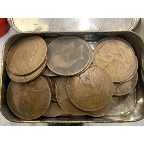 183 - A COLLECTION OF PRE-DECIMAL COINS TO INCLUDE PENNIES, HA'PENNIES, FLORINS, ETC