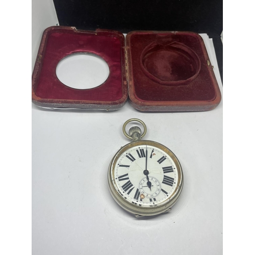 72 - A GOLIATH POCKET WATCH IN A HALLMARKED BIRMINGHAM SILVER CASE