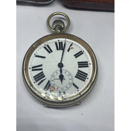 72 - A GOLIATH POCKET WATCH IN A HALLMARKED BIRMINGHAM SILVER CASE