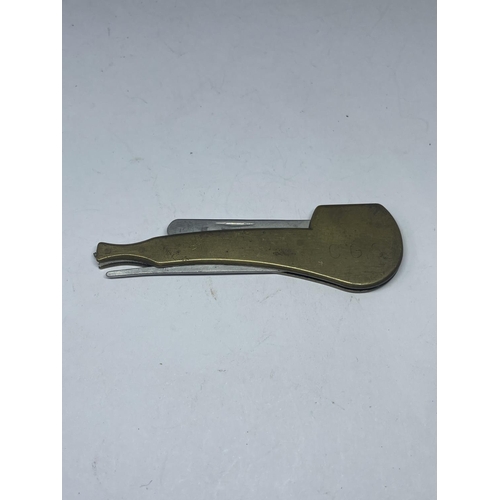 73 - A VINTAGE BRASS PIPE SHAPED PIPE TOOL