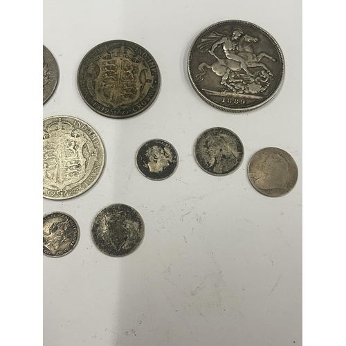 77 - FIFTEEN ASSORTED SILVER COINS