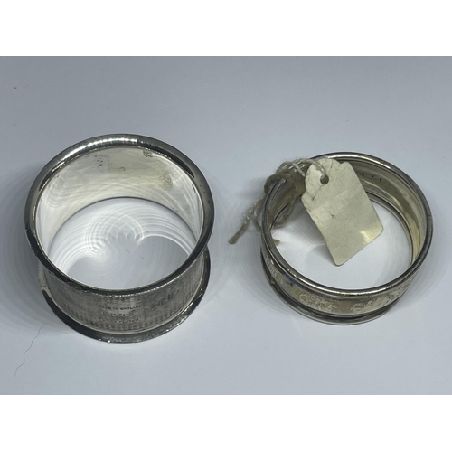 94 - TWO NAPKIN RINGS TO INCLUDE A CHESTER HALLMARKED AND A SILVER PLATED