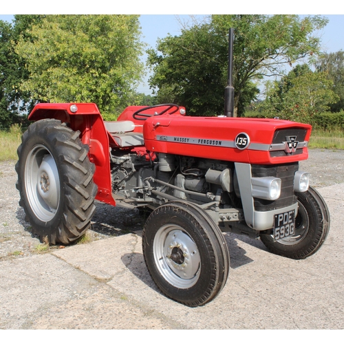 A MASSEY FERGUSON 135 TRACTOR, REGISTRATION NO. PDE593G WITH A NEW BATTERY