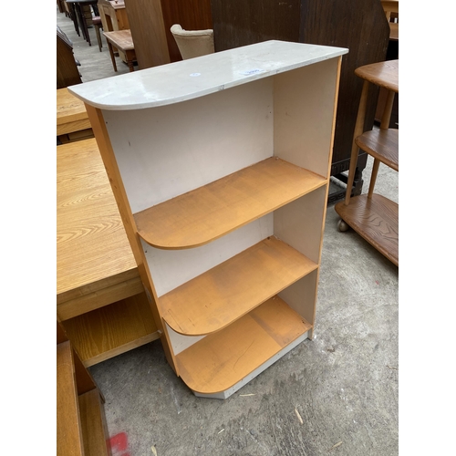 2995 - MID 20TH CENTURY STEPPED DISPLAY SHELVES AND A SET OF PAINTED SHELVES