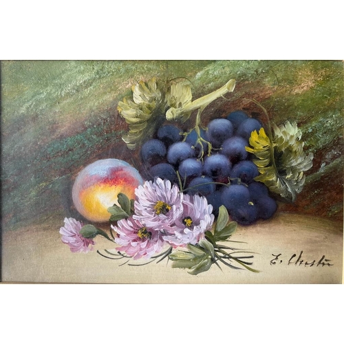 55 - A PAIR OF GILT FRAMED HAND PAINTED STILL LIFE WATERCOLOURS WITH OIL HIGHLIGHTS, SIGNED E.CHESTER, 36... 