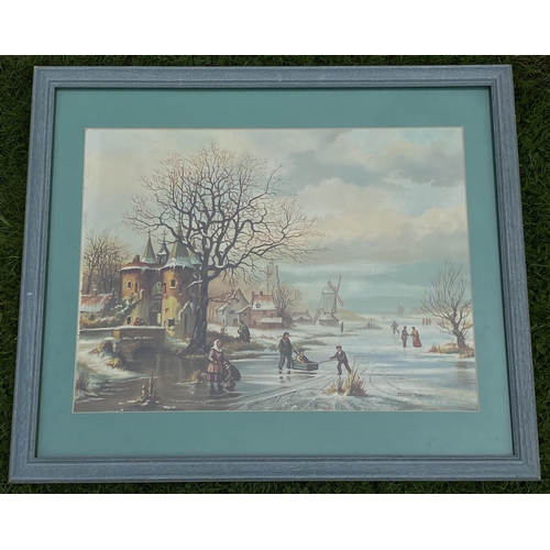 64 - A STEVEN SCHOLES (BRITISH, B.1952) OIL PAINTING OF A WINTER SCENE, FRAMED, 55 X 65CM