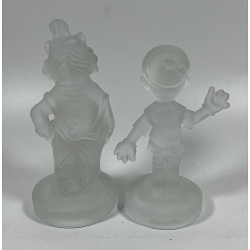 714 - TWO VINTAGE WALT DISNEY PRODUCTIONS FROSTED GLASS FIGURES - PINOCCHIO ETC