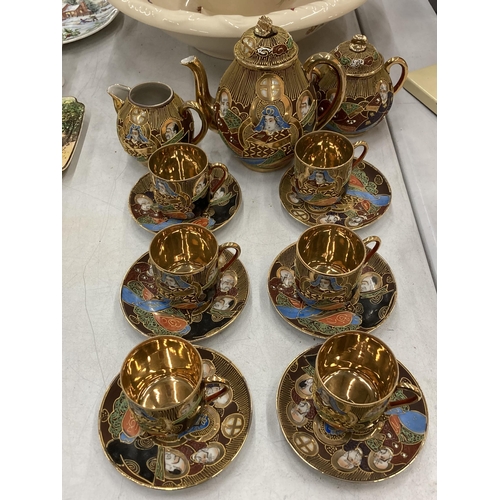 A JAPANESE SATSUMA STYLE HAND PAINTED TEA SET