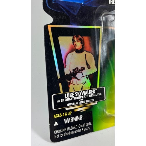 103 - A SEALED 1990'S KENNER STAR WARS THE POWER OF THE FORCE GOLD HOLOGRAM LUKE SKYWALKER IN STORMTROOPER... 