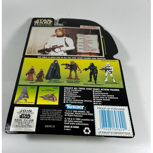 103 - A SEALED 1990'S KENNER STAR WARS THE POWER OF THE FORCE GOLD HOLOGRAM LUKE SKYWALKER IN STORMTROOPER... 