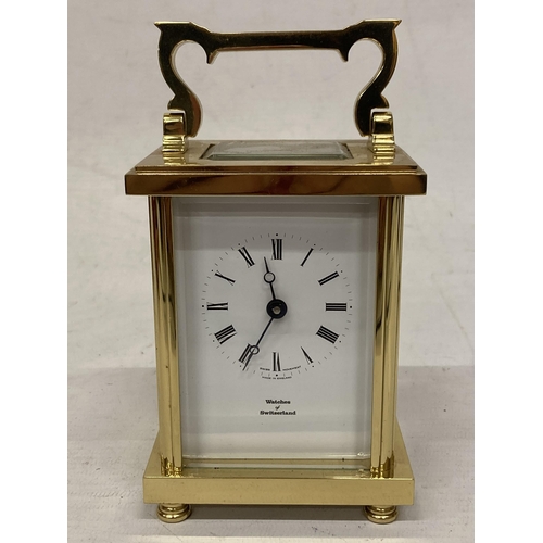 5 - A WATCHES OF SWITZERLAND BRASS CARRIAGE CLOCK