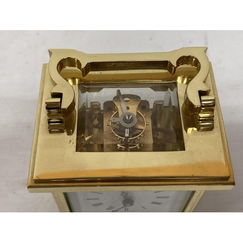 5 - A WATCHES OF SWITZERLAND BRASS CARRIAGE CLOCK