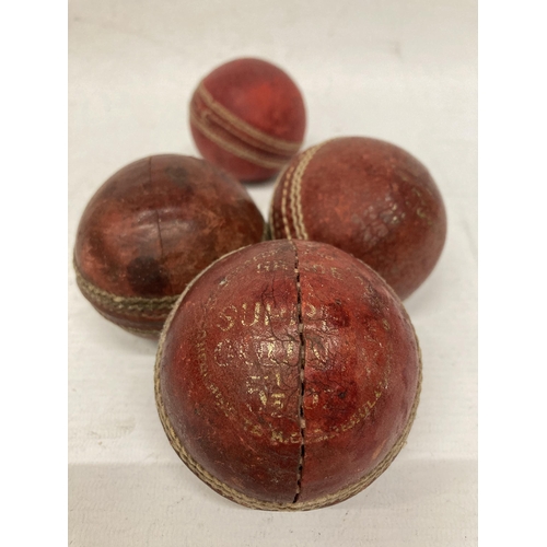 9 - A COLLECTION OF VINTAGE SPORTING ITEMS, SPALDING RUGBY BALL, CRICKET BALLS AND A TAMBORINE