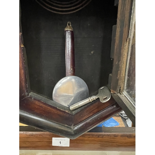 98 - A WOODEN CASED TOKYO CLOCK CO REGULATOR WALL CLOCK WITH PENDULUM AND KEY
