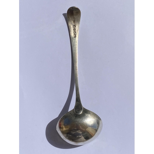 75 - A GEORGE III 1792 HALLMARKED LONDON SILVER LADLE, MAKER I.B, POSSIBLY JOHN BLAKE, LENGTH 18 CM, WEIG... 