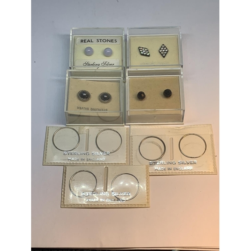 689 - SEVEN PAIRS OF AS NEW AND BOXED/SLEEVED SILVER EARRINGS