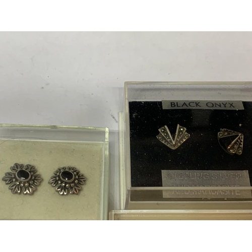 690 - SEVEN VARIOUS AS NEW AND BOXED EARRINGS AND BROOCHES TO INCLUDE SILVER