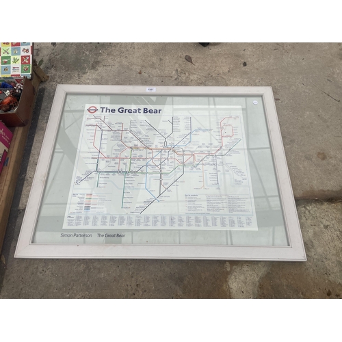 1811 - A FRAMED GREAT BEAR UNDERGROUND MAP