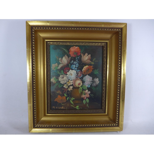 MICHELE CICALO U.S.A. 1931 VASE OF FLOWERS OIL ON CANVAS