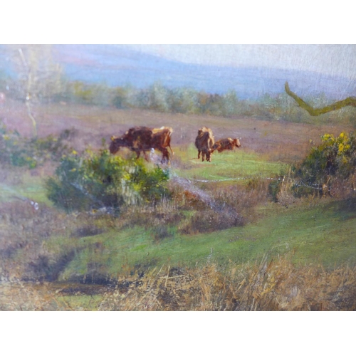 321 - 19TH CENTURY SCHOOL, CATTLE IN A WOODED LANDSCAPE, OIL ON CANVAS, 55 X 101CM, FRAMED